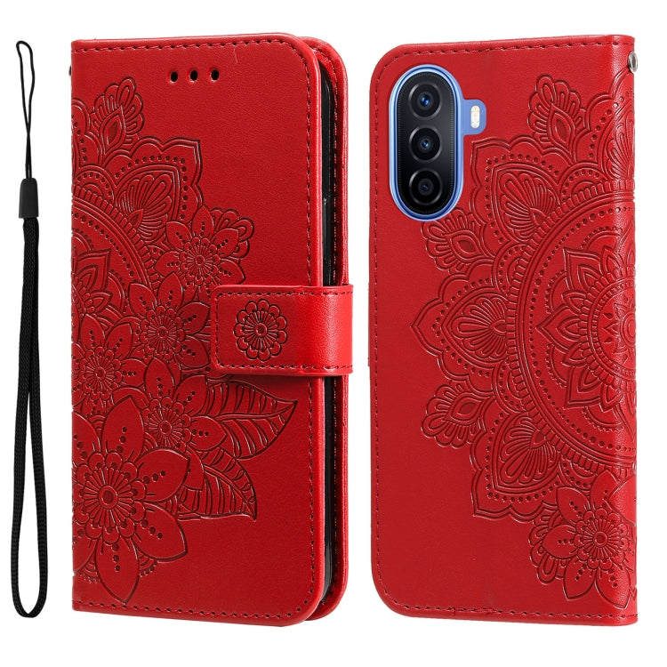 For Huawei nova Y70 / Y70 Plus / Enjoy 50 7-petal Flowers Embossing Leather Phone Case