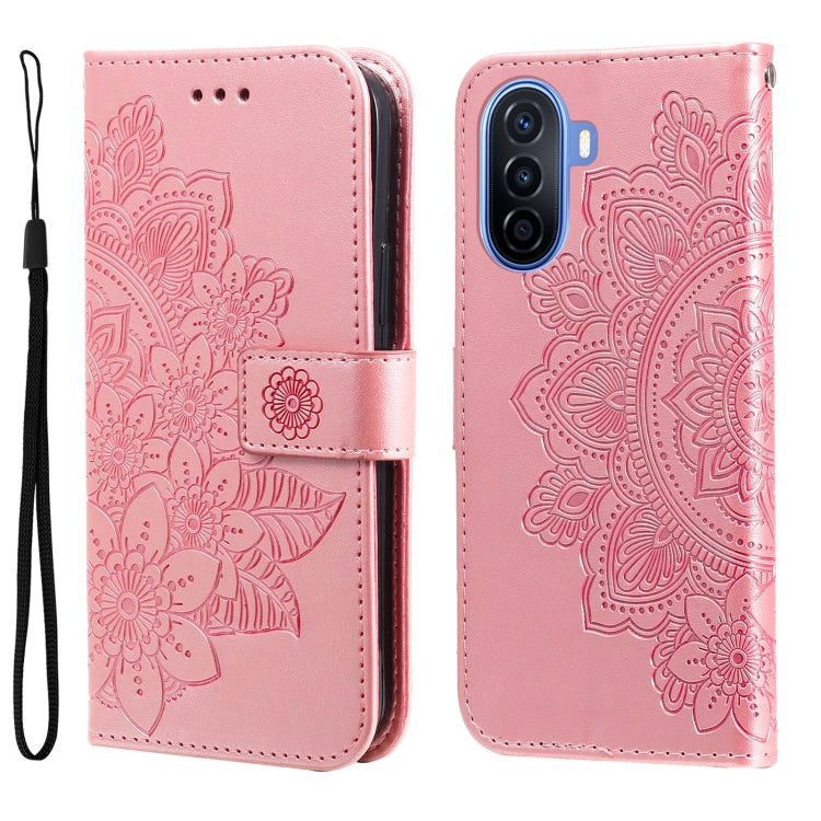 For Huawei nova Y70 / Y70 Plus / Enjoy 50 7-petal Flowers Embossing Leather Phone Case