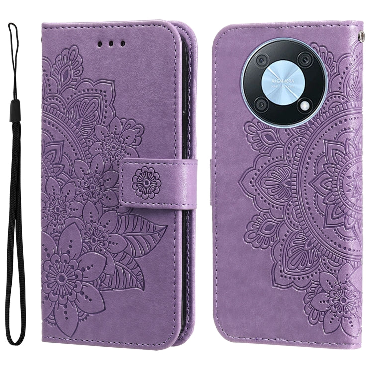 For Huawei nova Y90 / Enjoy 50 Pro 7-petal Flowers Embossing Leather Phone Case