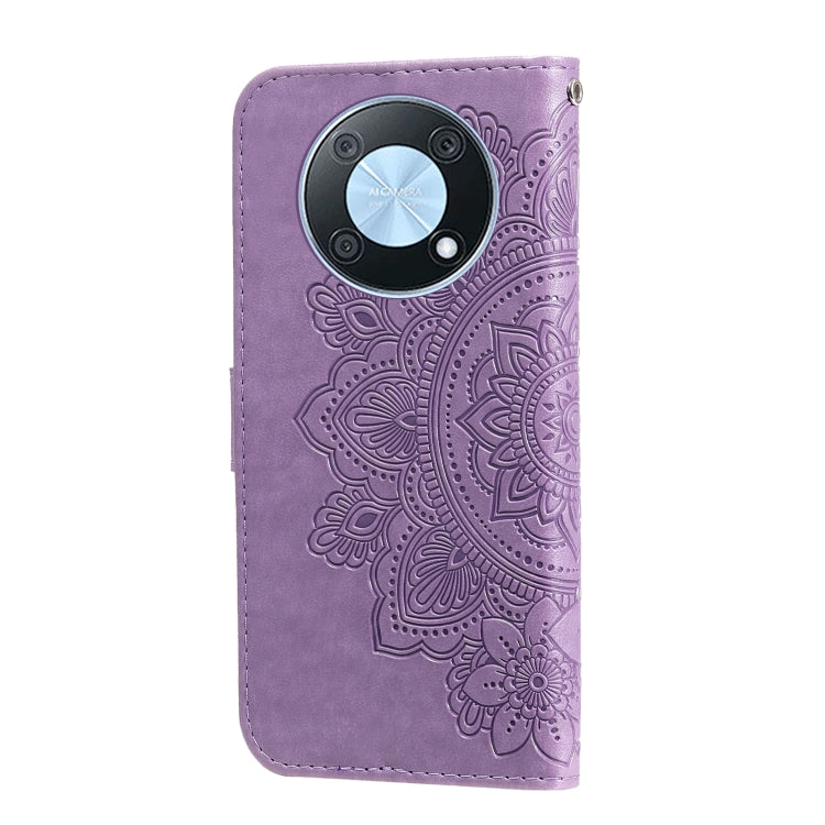 For Huawei nova Y90 / Enjoy 50 Pro 7-petal Flowers Embossing Leather Phone Case