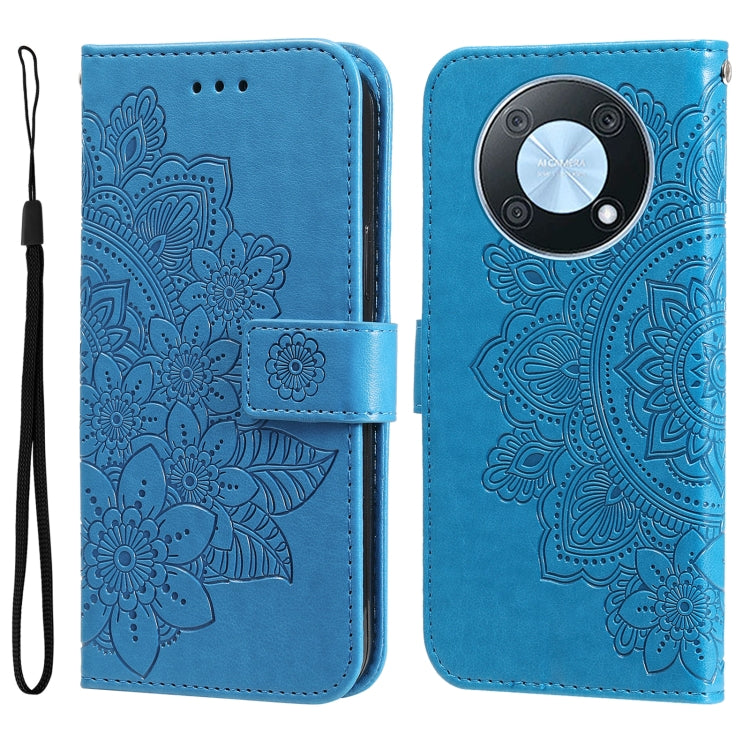 For Huawei nova Y90 / Enjoy 50 Pro 7-petal Flowers Embossing Leather Phone Case