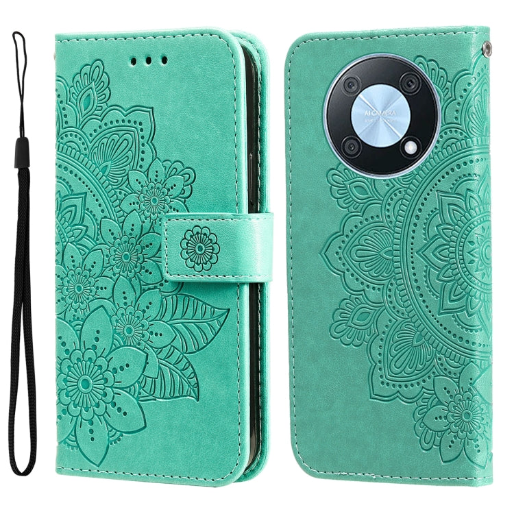 For Huawei nova Y90 / Enjoy 50 Pro 7-petal Flowers Embossing Leather Phone Case