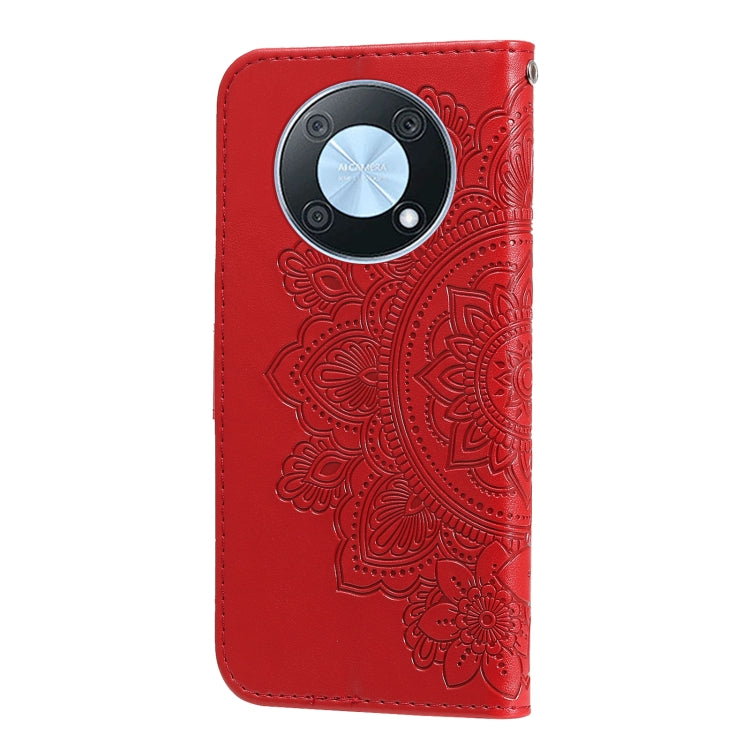 For Huawei nova Y90 / Enjoy 50 Pro 7-petal Flowers Embossing Leather Phone Case