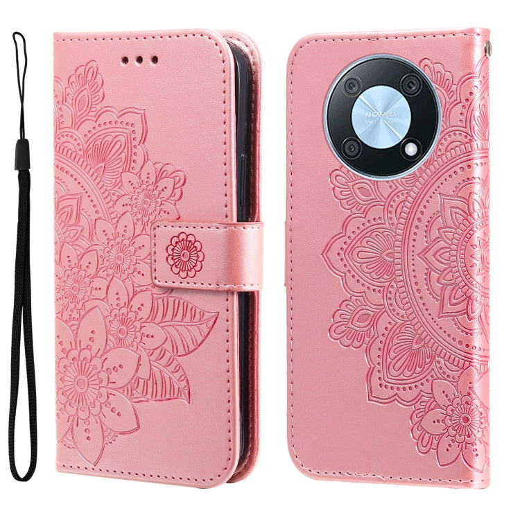 For Huawei nova Y90 / Enjoy 50 Pro 7-petal Flowers Embossing Leather Phone Case