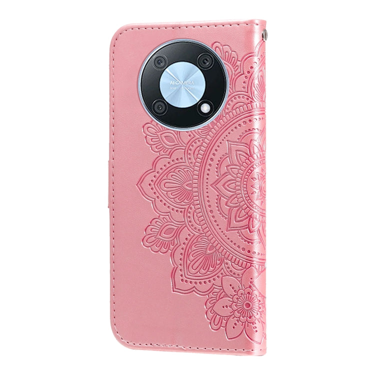 For Huawei nova Y90 / Enjoy 50 Pro 7-petal Flowers Embossing Leather Phone Case