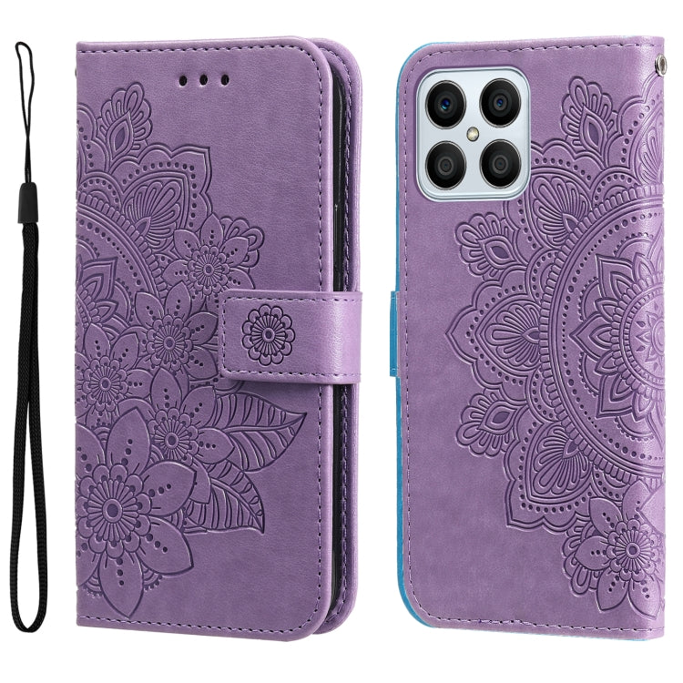 For Honor X8 5G / X6 7-petal Flowers Embossing Leather Phone Case