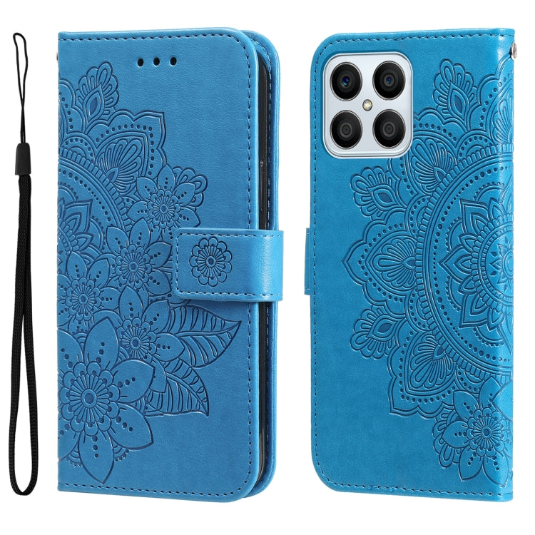 For Honor X8 5G / X6 7-petal Flowers Embossing Leather Phone Case