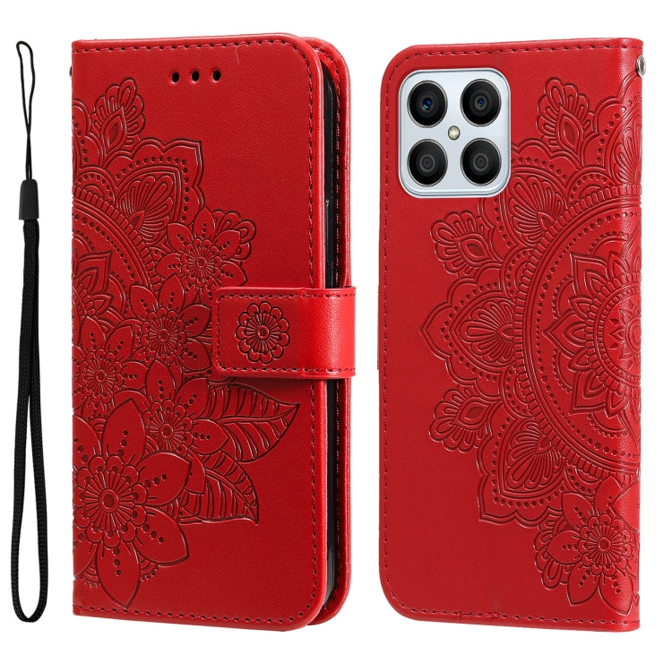 For Honor X8 5G / X6 7-petal Flowers Embossing Leather Phone Case