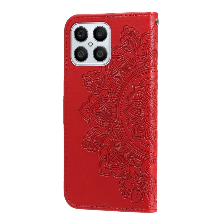 For Honor X8 5G / X6 7-petal Flowers Embossing Leather Phone Case