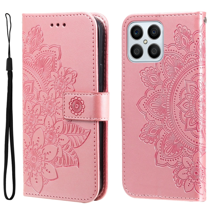 For Honor X8 5G / X6 7-petal Flowers Embossing Leather Phone Case