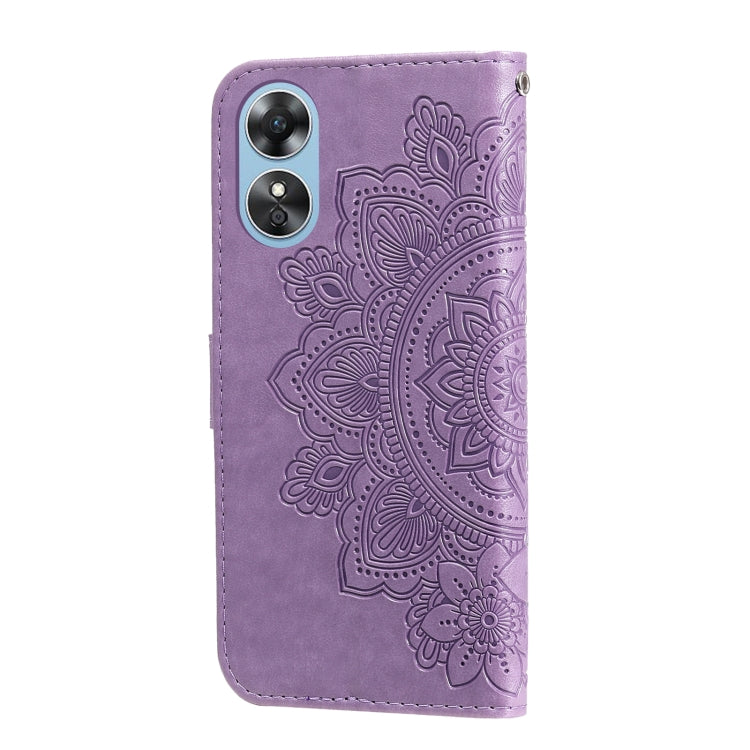 For OPPO A17 7-petal Flowers Embossing Leather Phone Case