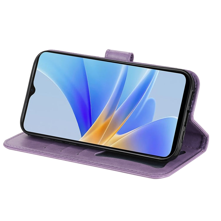 For OPPO A17 7-petal Flowers Embossing Leather Phone Case