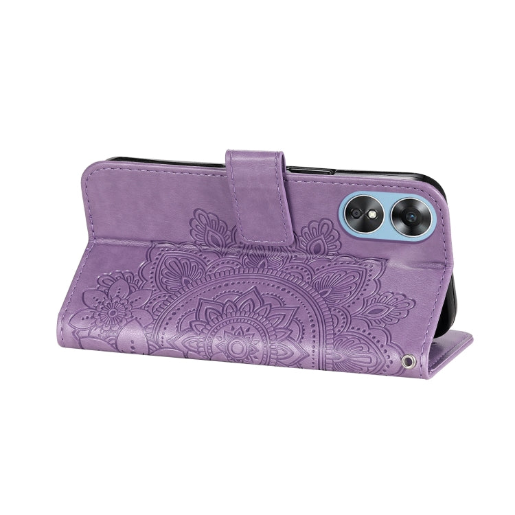 For OPPO A17 7-petal Flowers Embossing Leather Phone Case