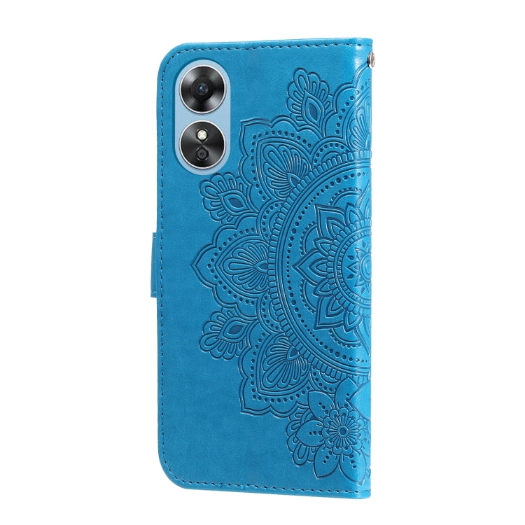 For OPPO A17 7-petal Flowers Embossing Leather Phone Case