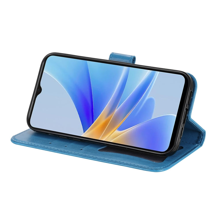 For OPPO A17 7-petal Flowers Embossing Leather Phone Case