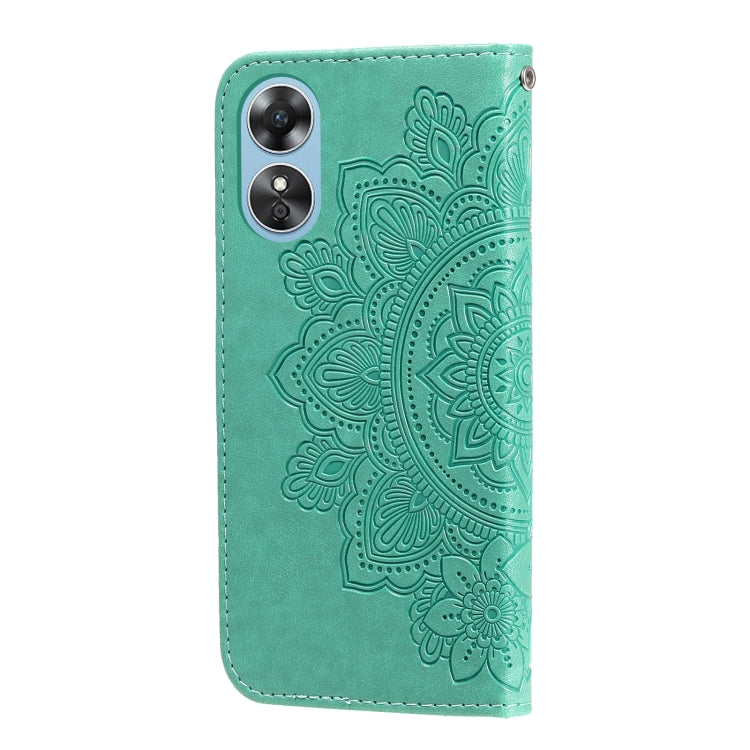 For OPPO A17 7-petal Flowers Embossing Leather Phone Case