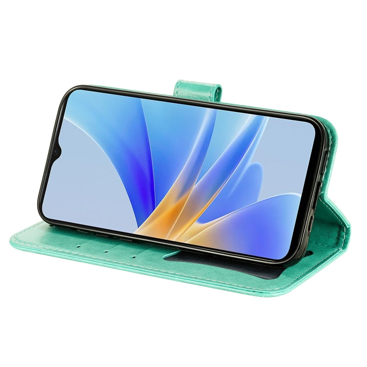 For OPPO A17 7-petal Flowers Embossing Leather Phone Case