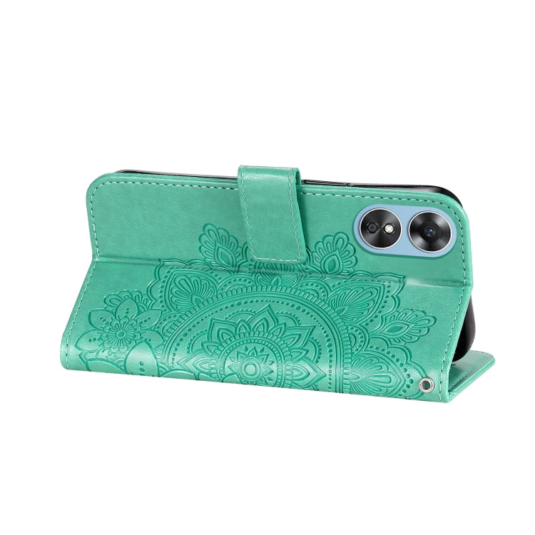 For OPPO A17 7-petal Flowers Embossing Leather Phone Case