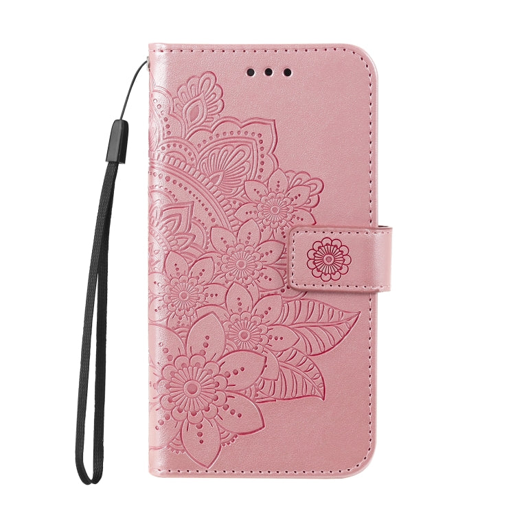 For OPPO A17 7-petal Flowers Embossing Leather Phone Case