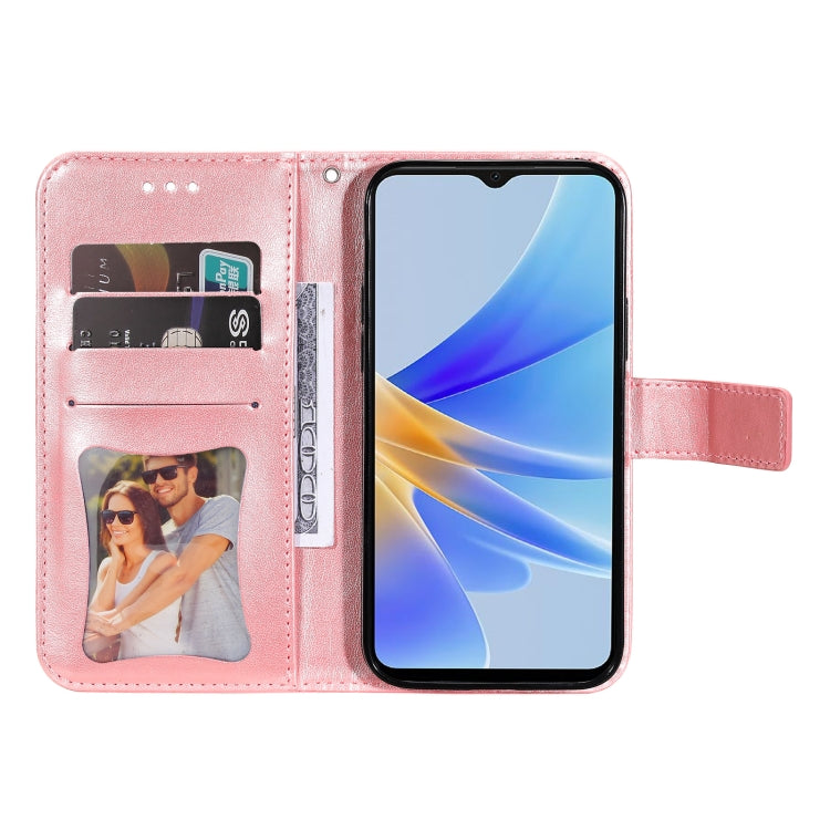 For OPPO A17 7-petal Flowers Embossing Leather Phone Case