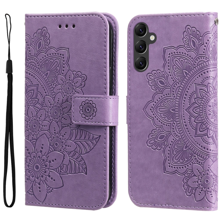 For Samsung Galaxy A14 5G 7-petal Flowers Embossing Leather Phone Case