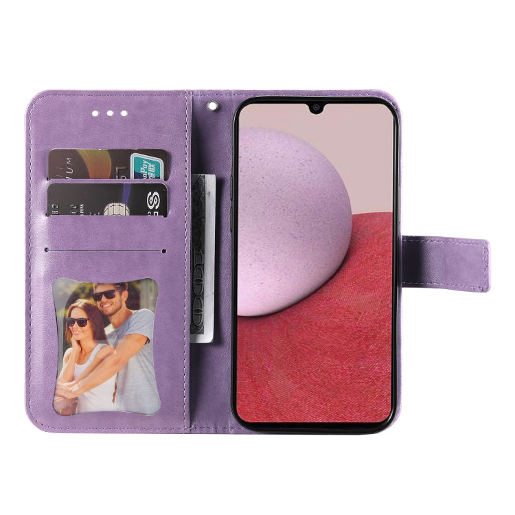 For Samsung Galaxy A14 5G 7-petal Flowers Embossing Leather Phone Case