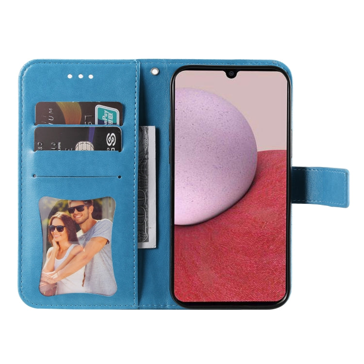 For Samsung Galaxy A14 5G 7-petal Flowers Embossing Leather Phone Case