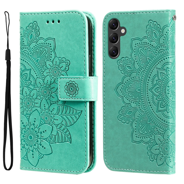 For Samsung Galaxy A14 5G 7-petal Flowers Embossing Leather Phone Case