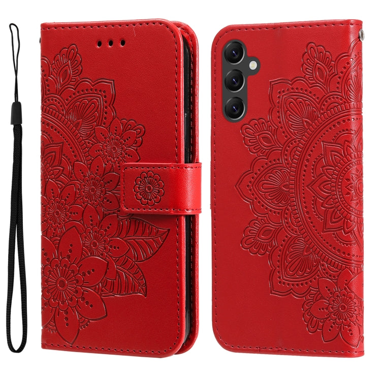 For Samsung Galaxy A14 5G 7-petal Flowers Embossing Leather Phone Case