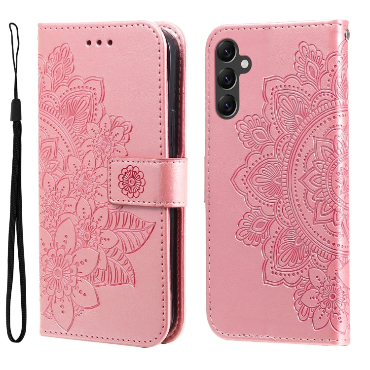For Samsung Galaxy A14 5G 7-petal Flowers Embossing Leather Phone Case