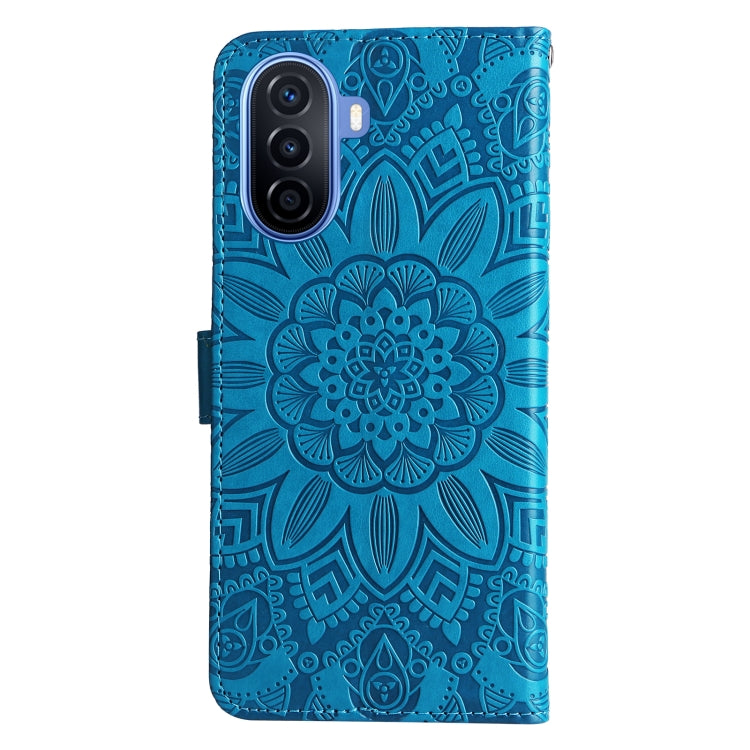 For Huawei nova Y70 / Y70 Plus / Enjoy 50 Embossed Sunflower Leather Phone Case