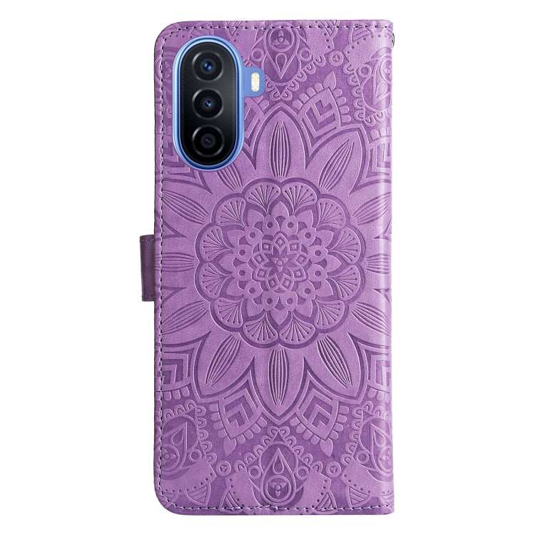For Huawei nova Y70 / Y70 Plus / Enjoy 50 Embossed Sunflower Leather Phone Case