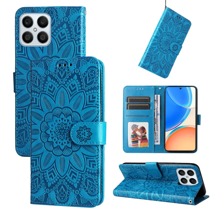 For Honor X8 5G / X6 Embossed Sunflower Leather Phone Case