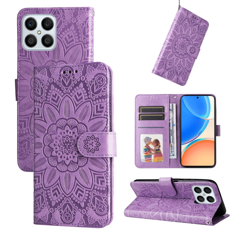 For Honor X8 5G / X6 Embossed Sunflower Leather Phone Case