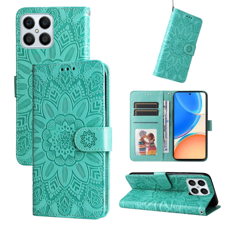 For Honor X8 5G / X6 Embossed Sunflower Leather Phone Case