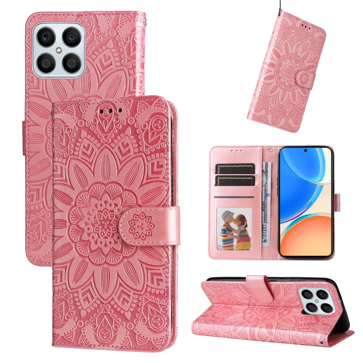 For Honor X8 5G / X6 Embossed Sunflower Leather Phone Case