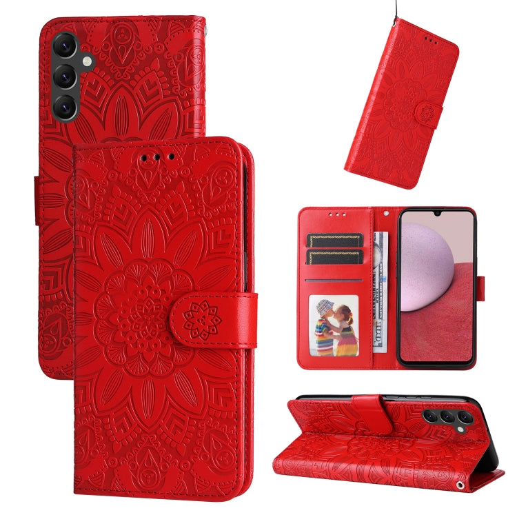 For Samsung Galaxy A14 5G Embossed Sunflower Leather Phone Case