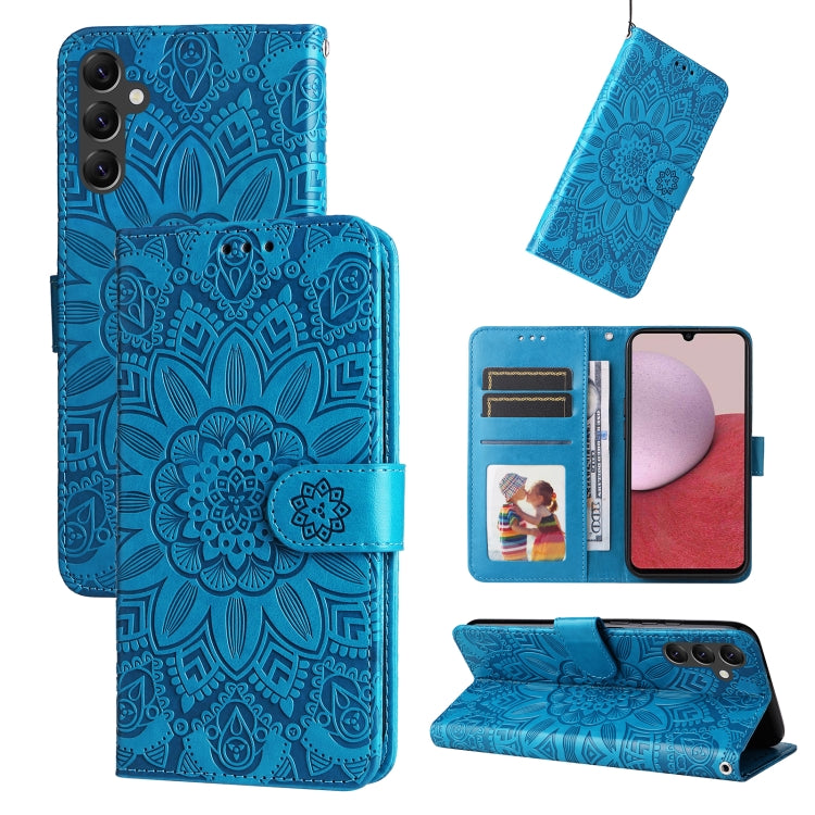 For Samsung Galaxy A14 5G Embossed Sunflower Leather Phone Case