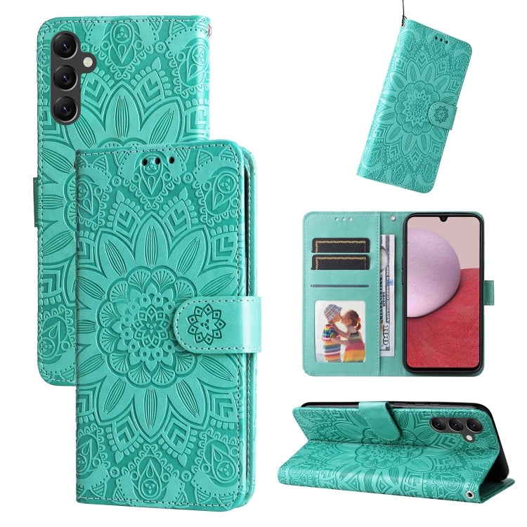 For Samsung Galaxy A14 5G Embossed Sunflower Leather Phone Case