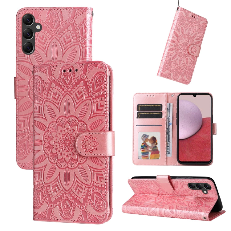 For Samsung Galaxy A14 5G Embossed Sunflower Leather Phone Case