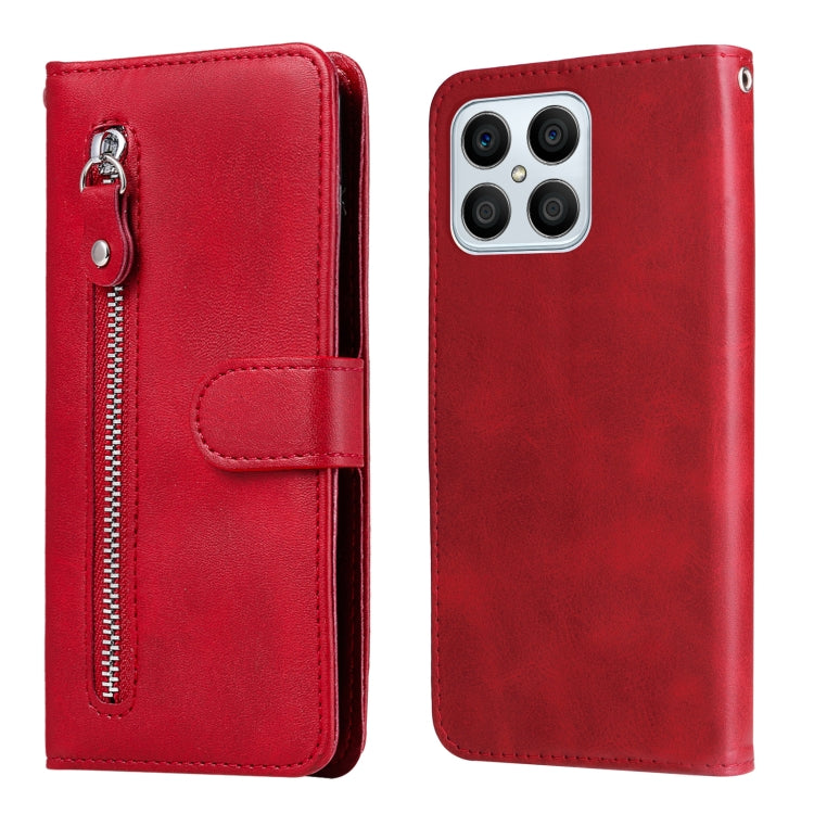 For Honor X8 5G / X6 Calf Texture Zipper Leather Phone Case