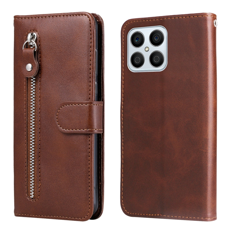 For Honor X8 5G / X6 Calf Texture Zipper Leather Phone Case