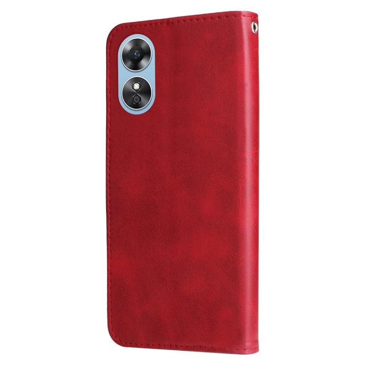 For OPPO A17 Calf Texture Zipper Leather Phone Case