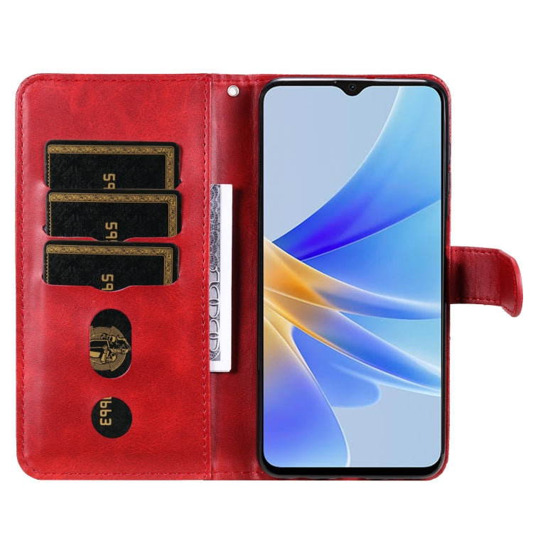 For OPPO A17 Calf Texture Zipper Leather Phone Case