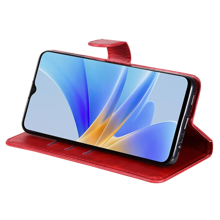 For OPPO A17 Calf Texture Zipper Leather Phone Case