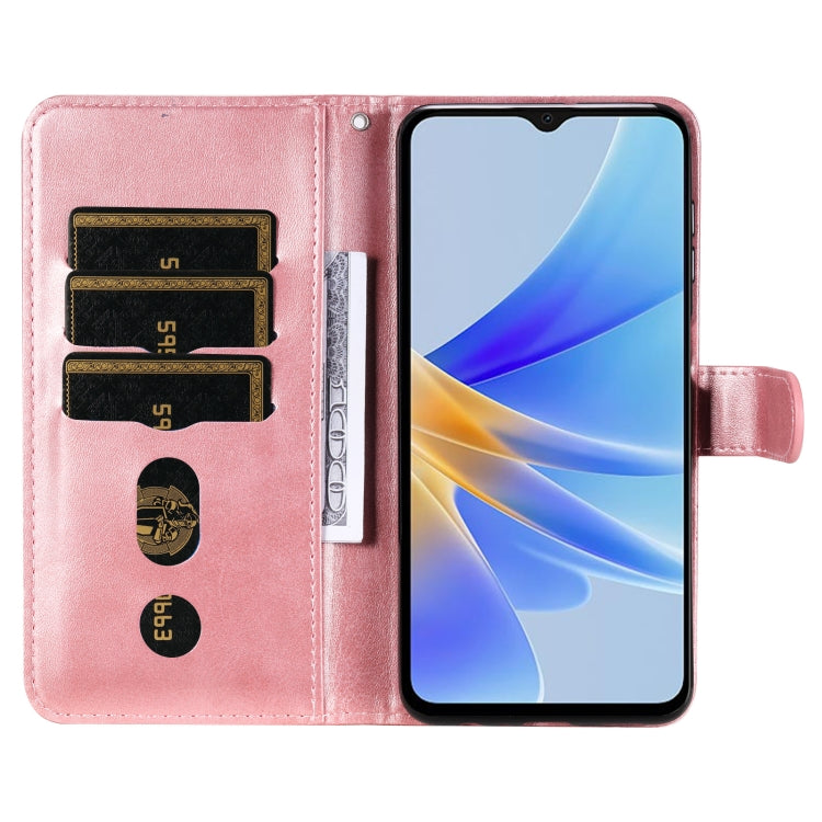 For OPPO A17 Calf Texture Zipper Leather Phone Case
