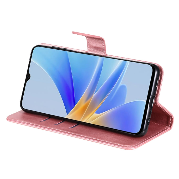 For OPPO A17 Calf Texture Zipper Leather Phone Case