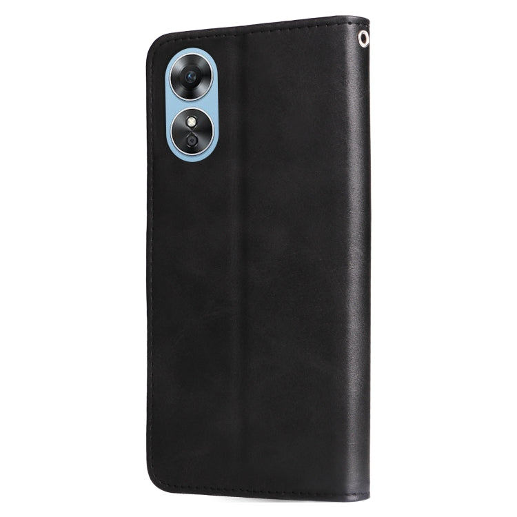 For OPPO A17 Calf Texture Zipper Leather Phone Case
