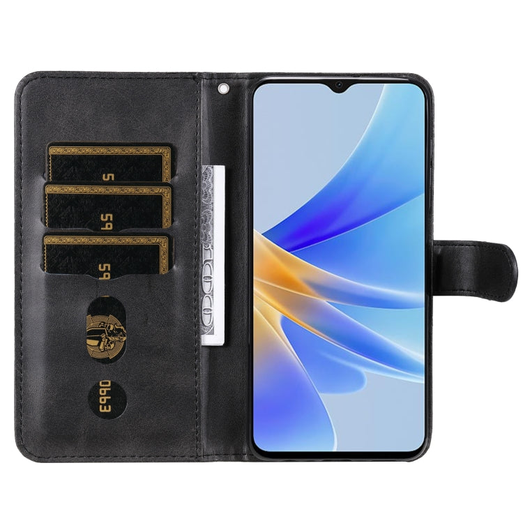 For OPPO A17 Calf Texture Zipper Leather Phone Case