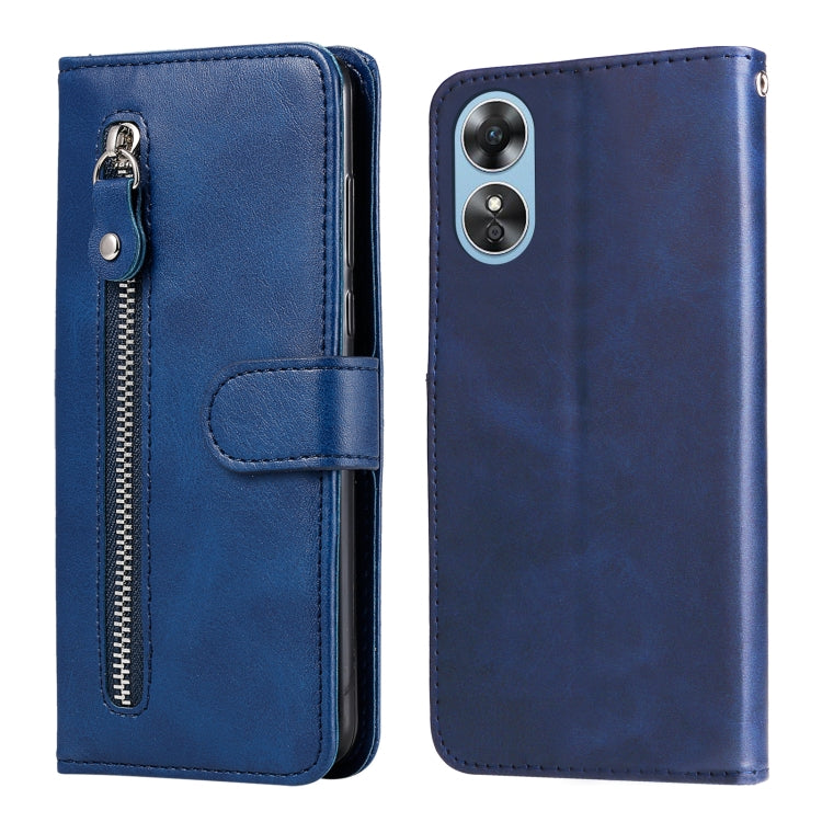 For OPPO A17 Calf Texture Zipper Leather Phone Case